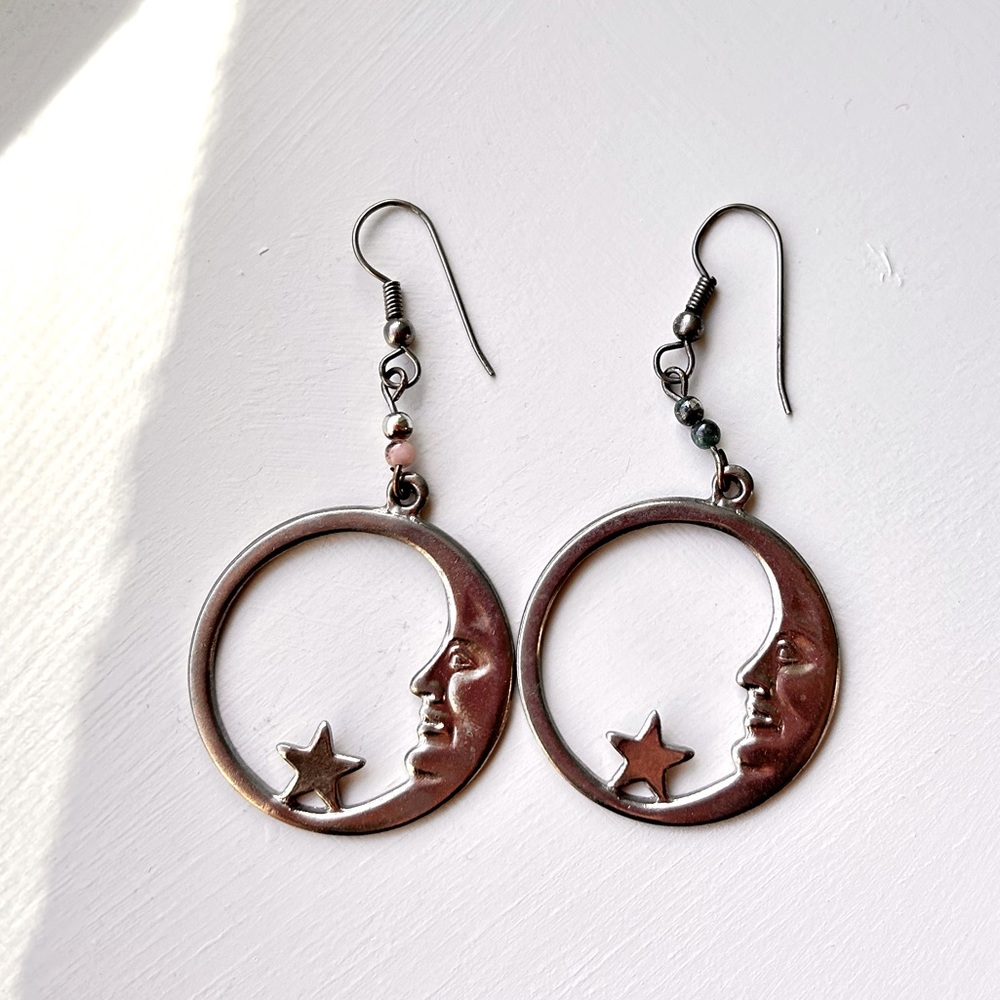 Vintage sterling silver moon earrings
